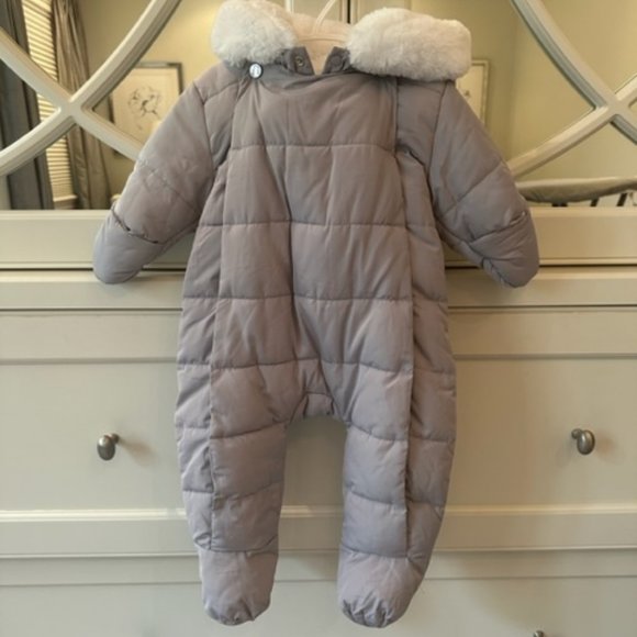 Gray Jacadi Baby Snowsuit 6 Months